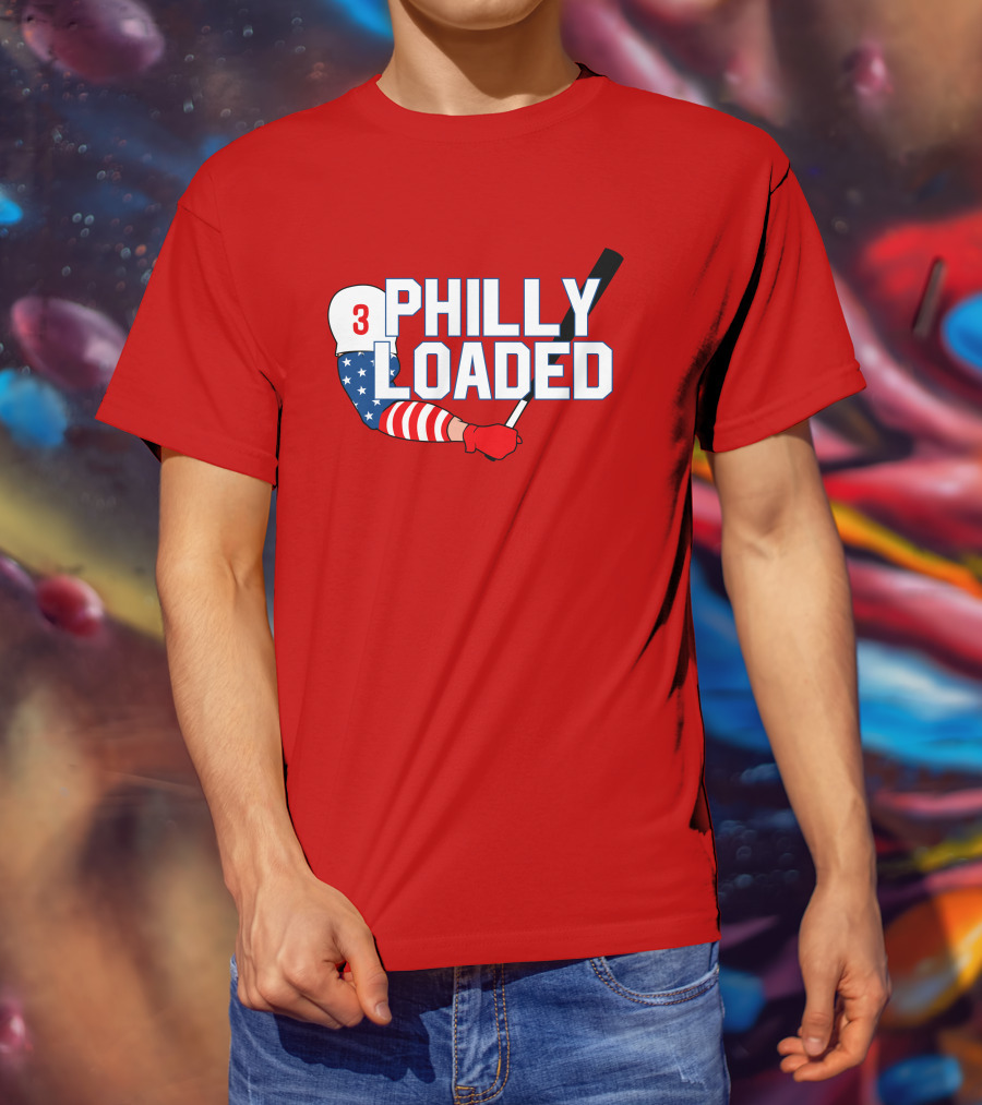 Philly Loaded Baseball American Flag Arm T-Shirt