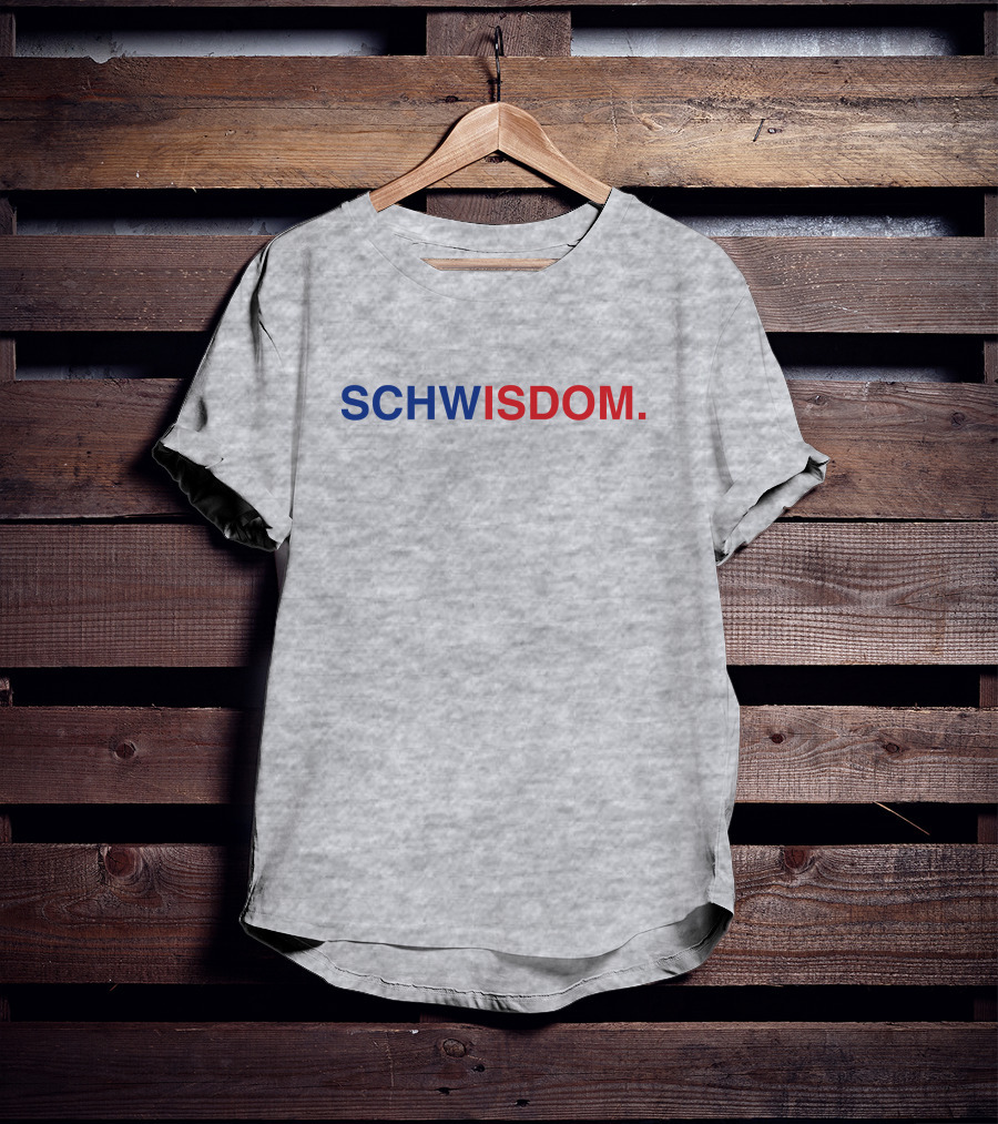 Obvious Schwisdom Bold Lettering Blue Red Grey T-Shirt
