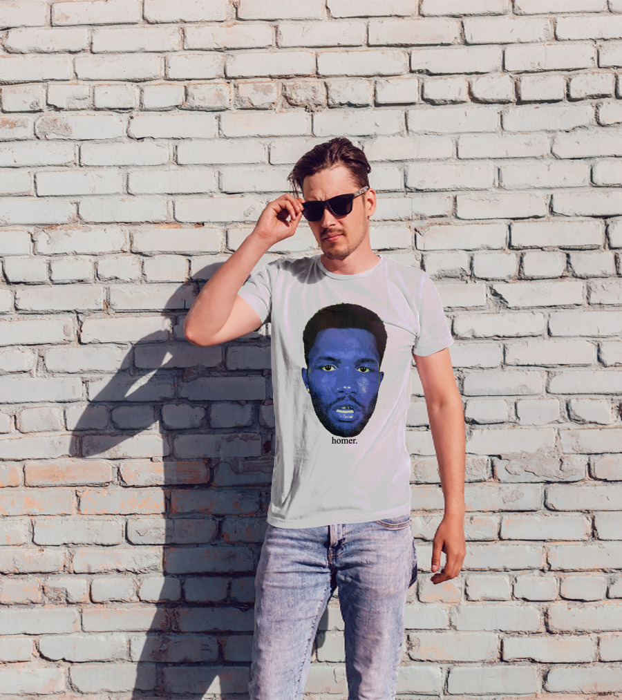 Frank Ocean Homer Bebe Boy Blue Face Typography T-Shirt