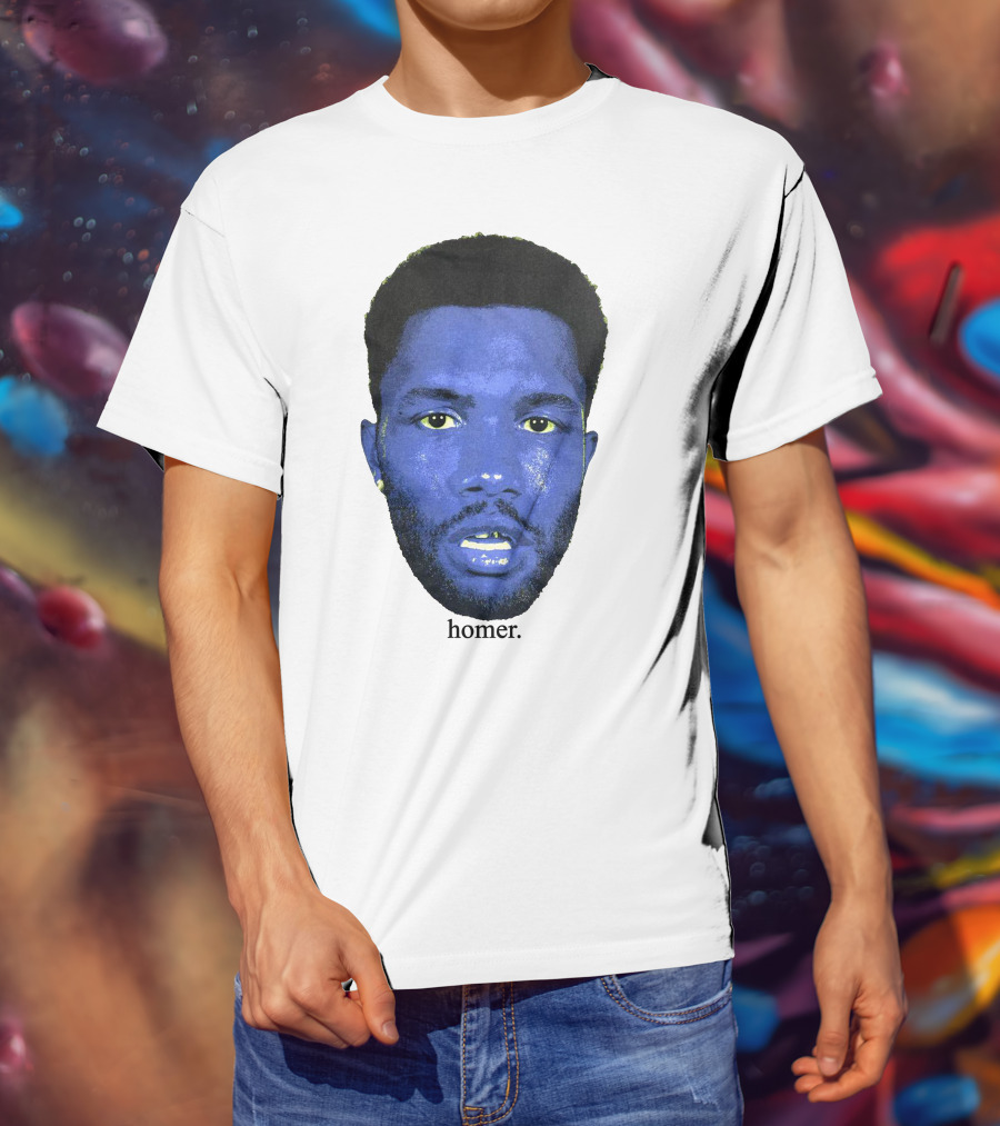 Frank Ocean Homer Bebe Boy Blue Face Typography T-Shirt