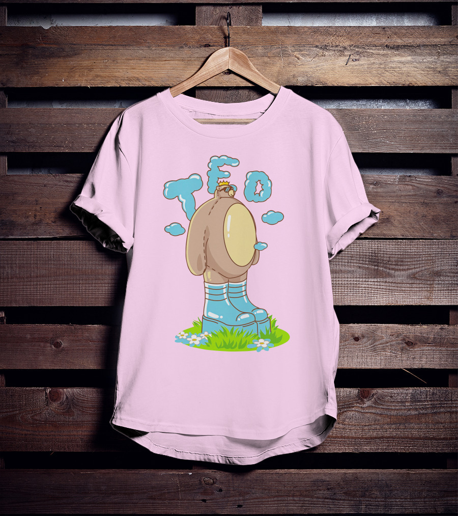 Eret Merch Ted Character With Crown And Boots Standing On Grass T-Shirt