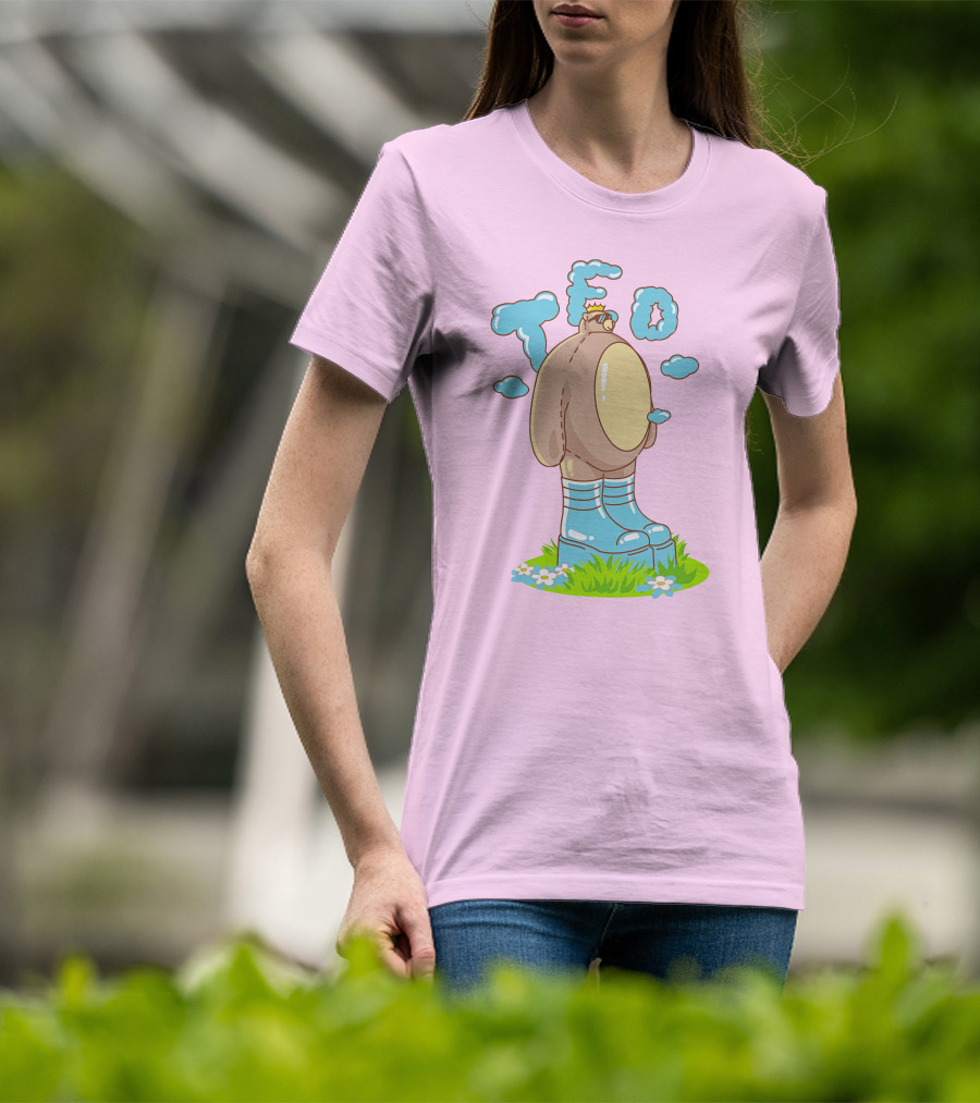 Eret Merch Ted Character With Crown And Boots Standing On Grass T-Shirt