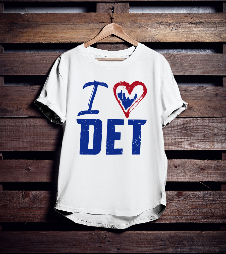 I Love DET Detroit Pistons Skyline Heart T-Shirt