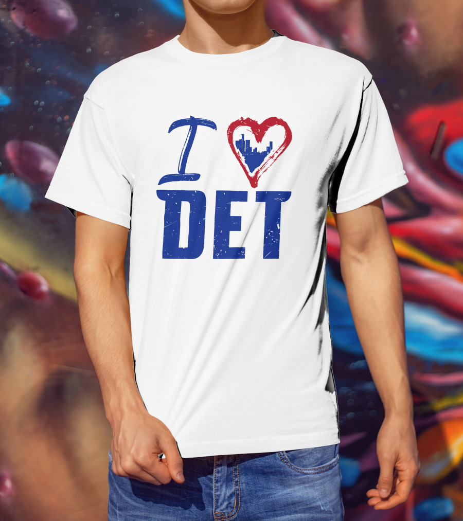 I Love DET Detroit Pistons Skyline Heart T-Shirt