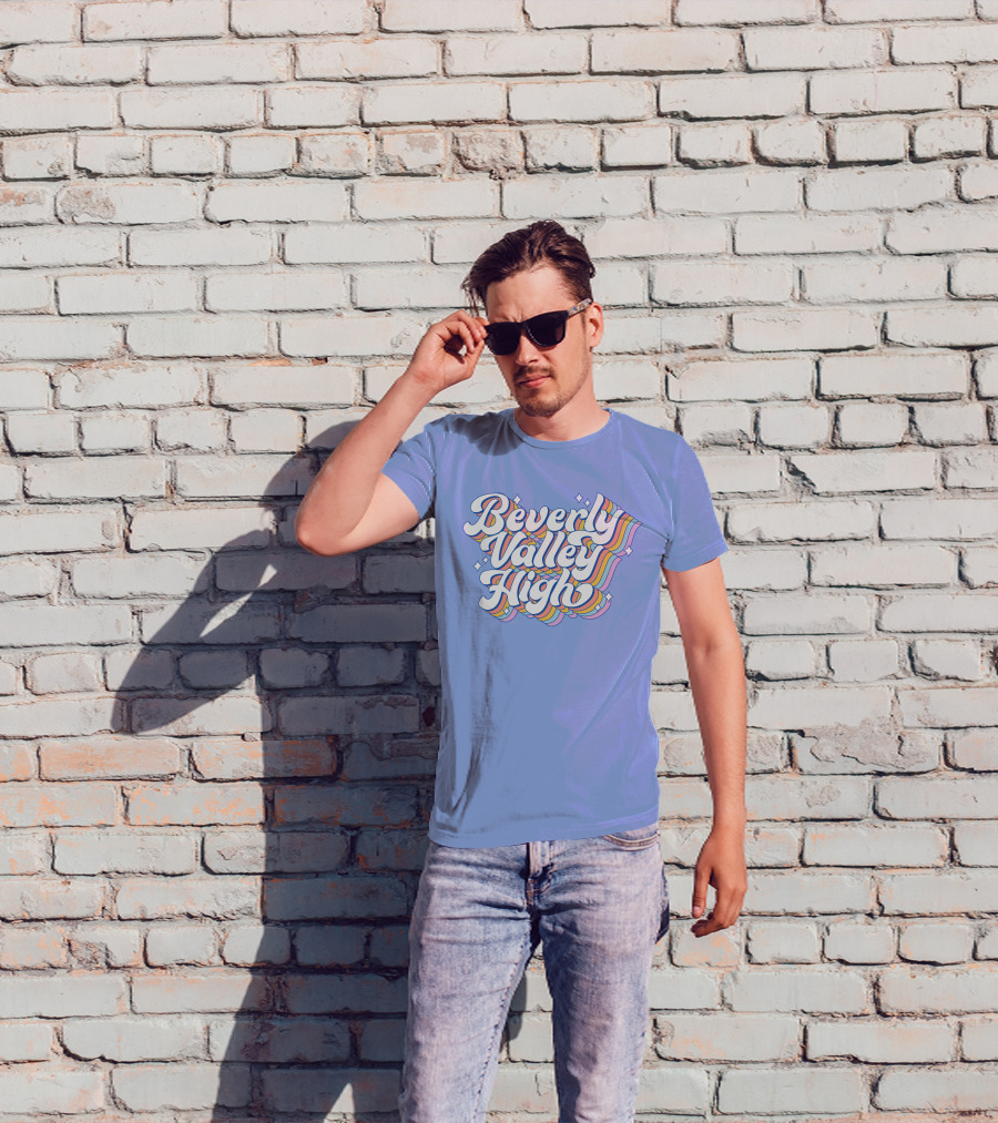 Bvh Merch Beverly Valley High Rainbow Text With Colorful Swirls T-Shirt