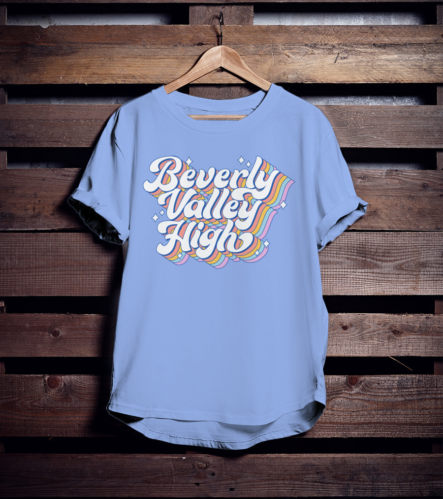 Bvh Merch Beverly Valley High Rainbow Text With Colorful Swirls T-Shirt
