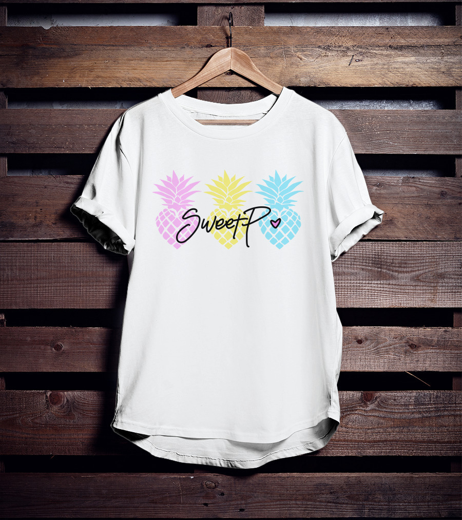 Sweet P Merchlabs Pineapple Trio Pastel Colors T-Shirt