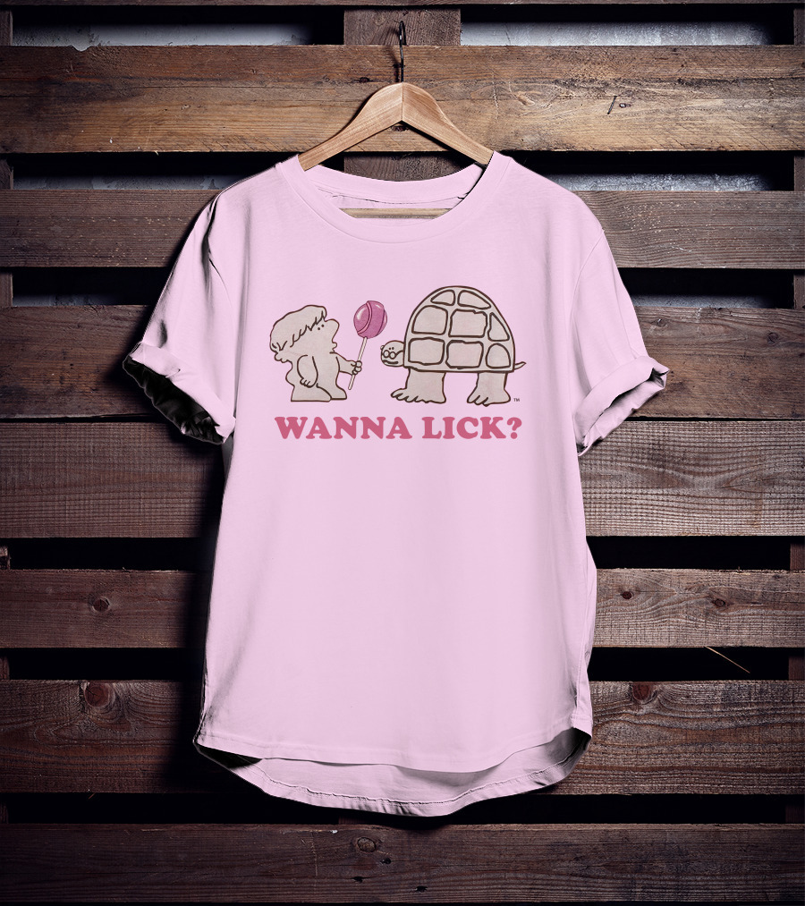Wanna Lick Tootsie Roll Lilbttyboop Cute Character With Turtle And Lollipop T-Shirt