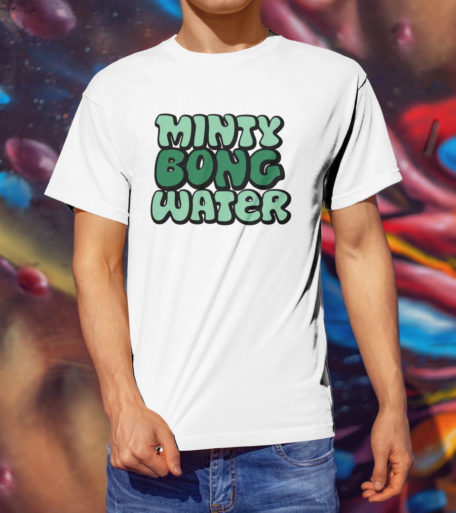 Minty Bong Water Shop Merch Mint Green Typography T-Shirt