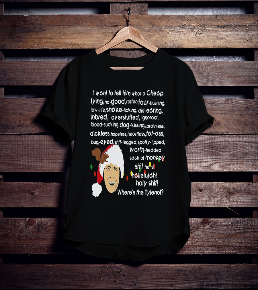 Clark Griswold Christmas Rant With Santa Hat And Lights T-Shirt