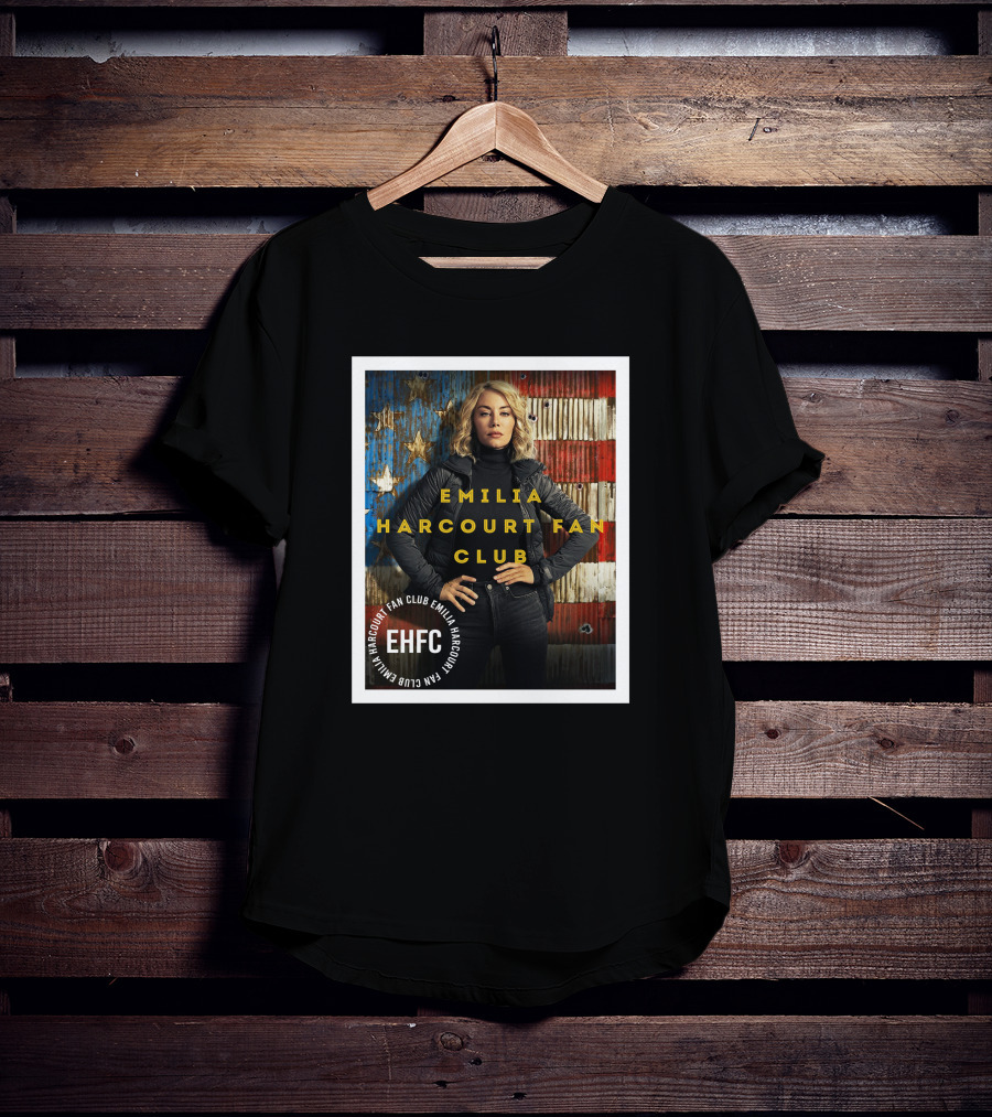 Emilia Harcourt Fan Club EHFC Vintage American Flag Background T-Shirt