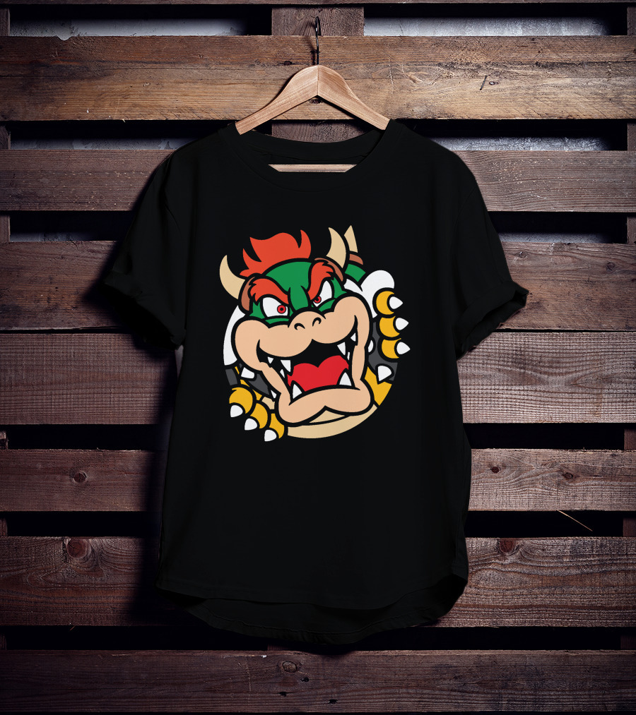 Super Mario Bowser Rows⁷ Ryukdoll Iconic Bowser Face T-Shirt