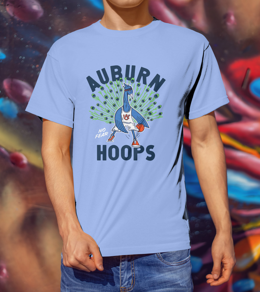 Auburn Hoops Peacock Basketball No Fear T-Shirt