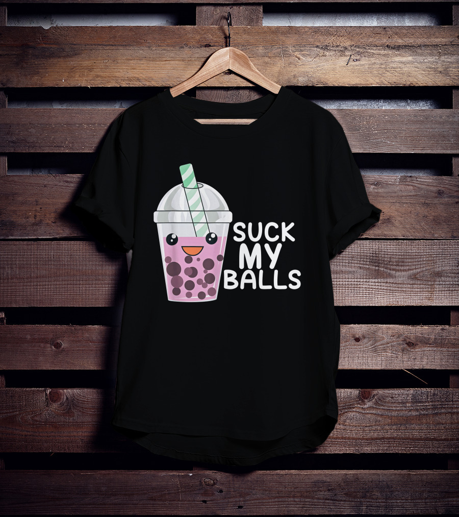 Suck My Balls Boba Tea Cute Cartoon T-Shirt