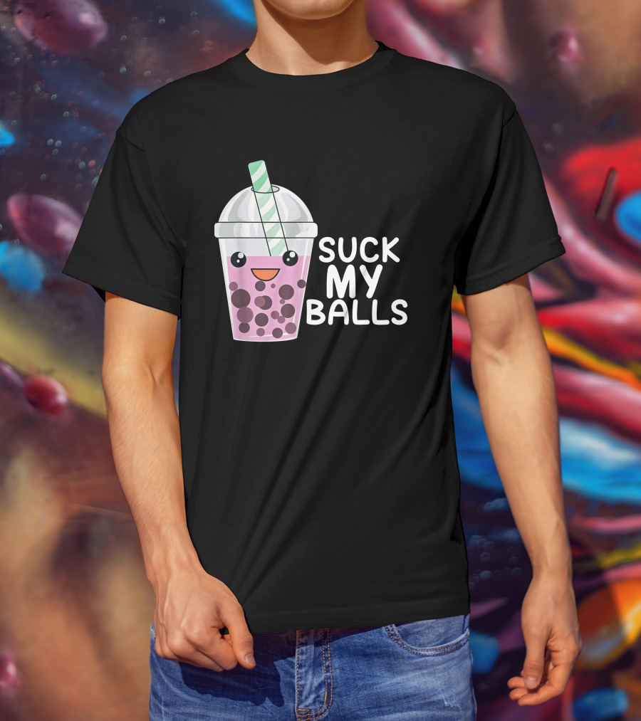 Suck My Balls Boba Tea Cute Cartoon T-Shirt