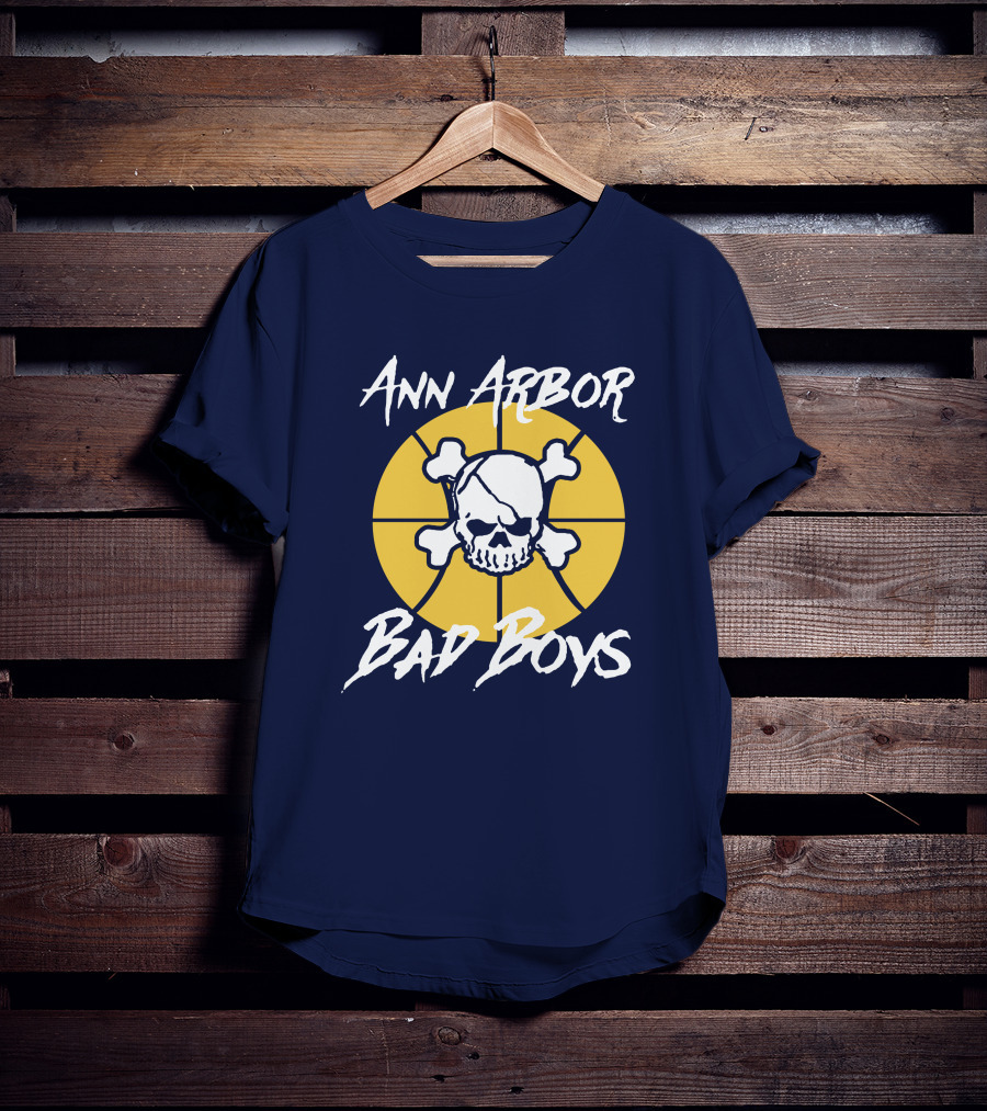 Ann Arbor Bad Boys Skull Basketball Juwan Howard Blue By Ninety Shop T-Shirt