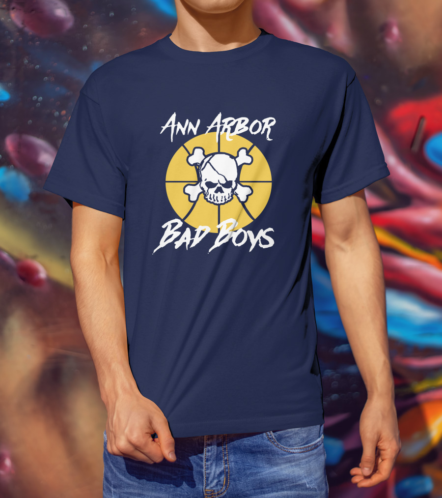Ann Arbor Bad Boys Skull Basketball Juwan Howard Blue By Ninety Shop T-Shirt