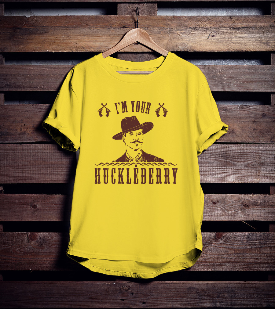 Super 70S Sports Store I'm Your Huckleberry Johnny Ringo Mustache Hat Guns T-Shirt
