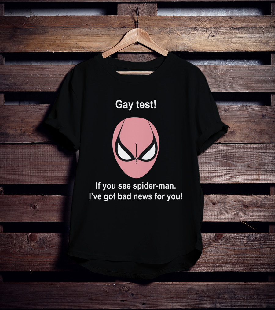 Gay Test Spider-Man Bad News Humor Meme Indiesocool T-Shirt
