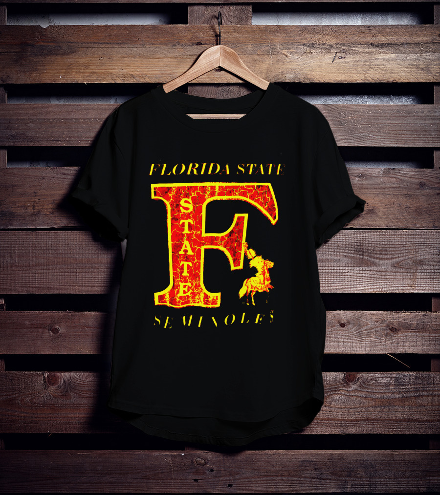 Florida State Seminoles Vintage 1980s Large F Cracked Texture T-Shirt