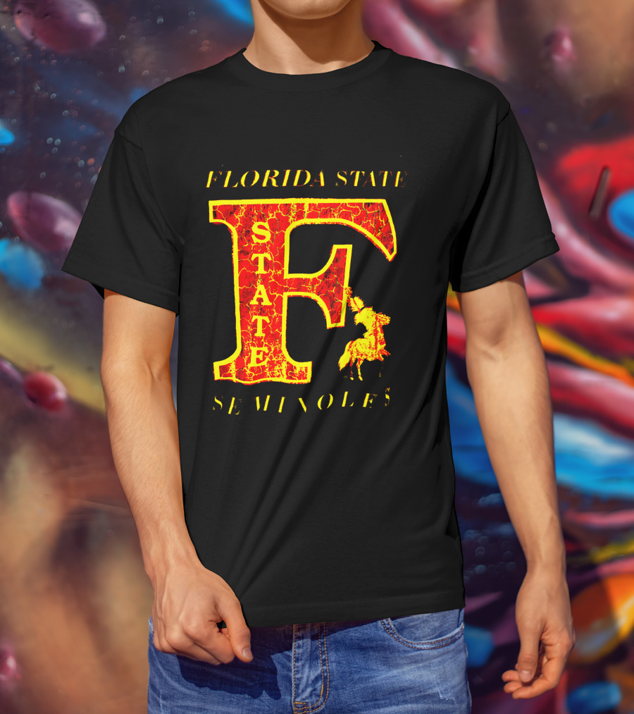 Florida State Seminoles Vintage 1980s Large F Cracked Texture T-Shirt