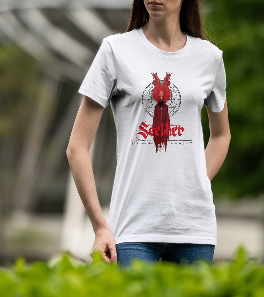 Seether Poison The Parish Red Hooded Figure With Geometric Circle T-Shirt