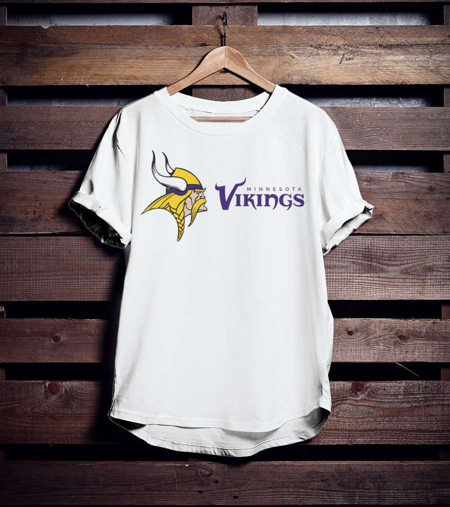 Minnesota Vikings Football Team Logo With Viking Helmet And Braided Beard T-Shirt