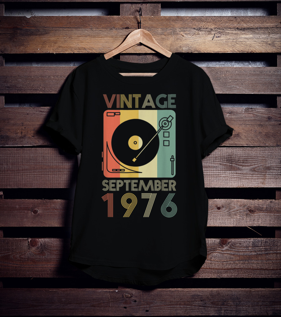 Vintage September 1976 Retro Record Player T-Shirt