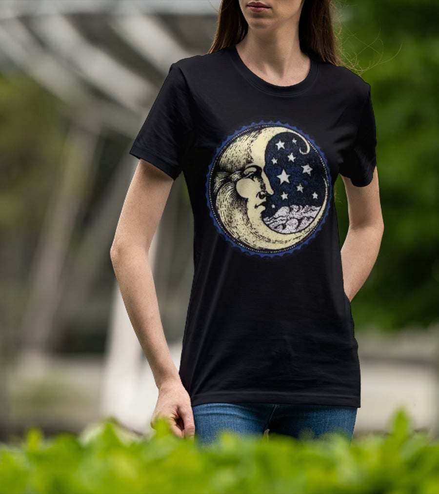 Vintage Celestial MoonMan With Stars And Face T-Shirt