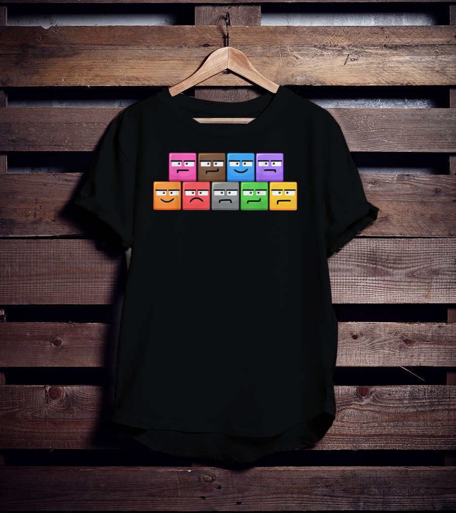 Cliffside Chaos Emoji Blocks Faces T-Shirt