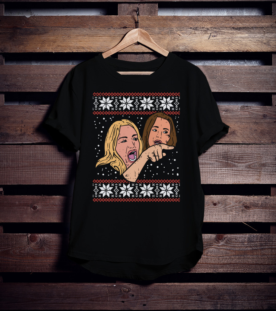 Angry Yelling Woman Meme Ugly Christmas T-Shirt