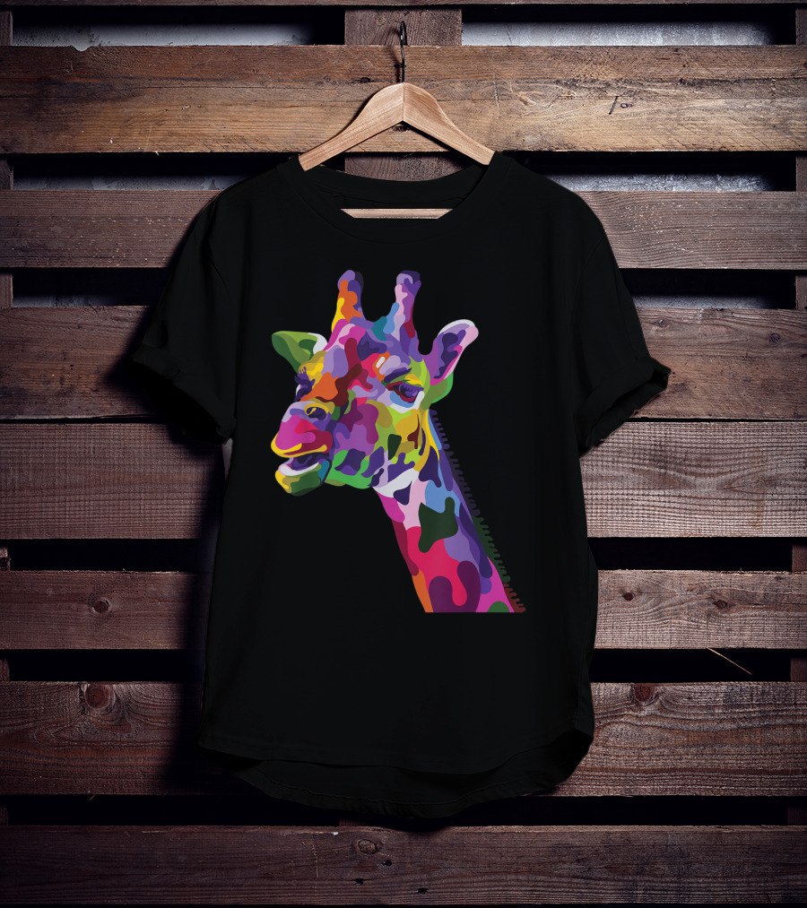 Giraffe Support Colorful Psychedelic T-Shirt
