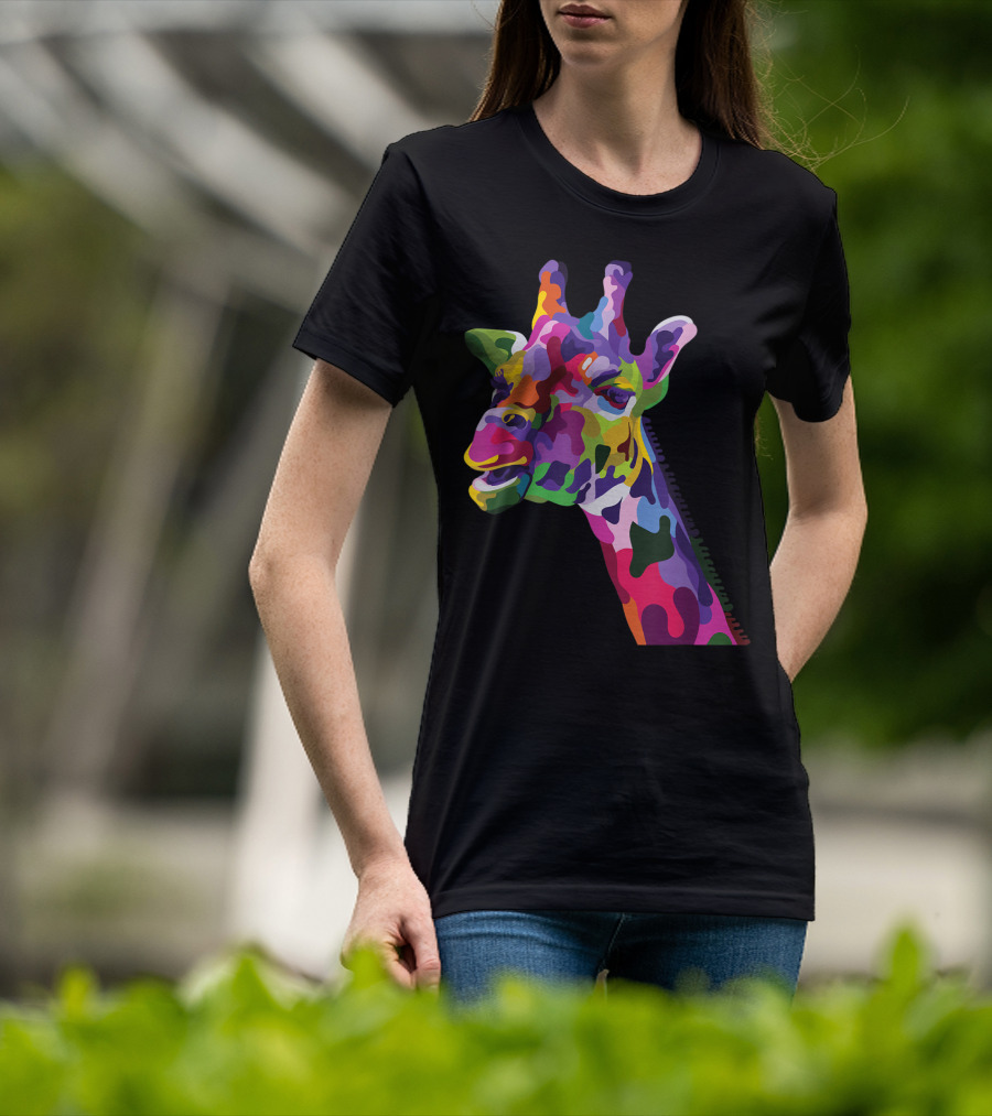 Giraffe Support Colorful Psychedelic T-Shirt