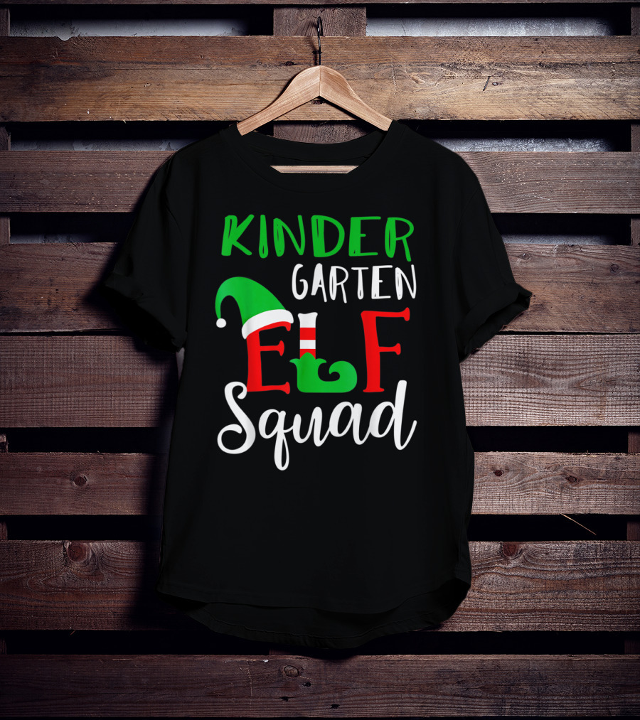 Kindergarten Elf Squad Christmas Teacher Festive Holiday T-Shirt