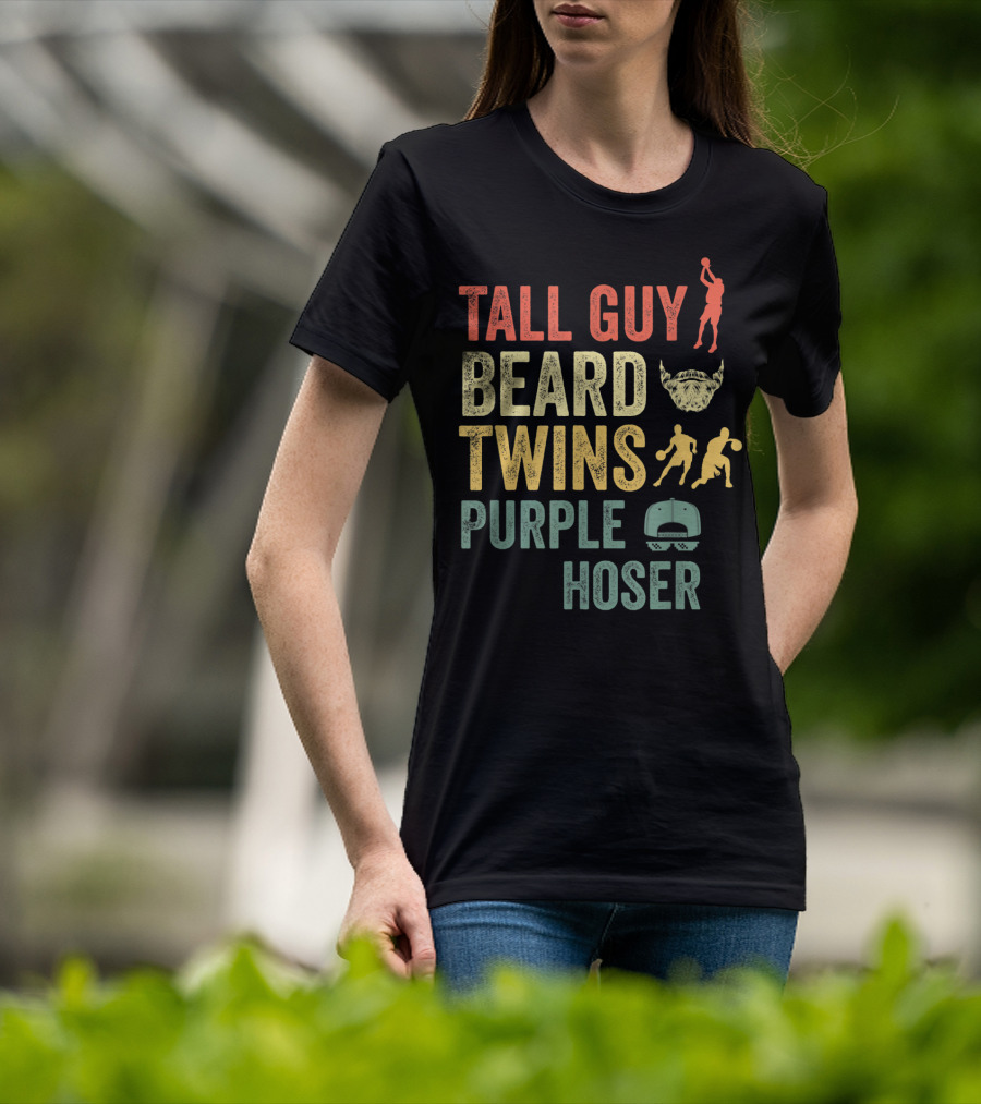Perfect Dude Tall Guy Beard Twins Purple Hoser Basketball Cap T-Shirt