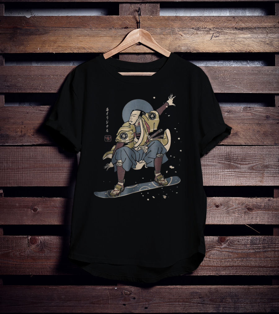SNOWBOARDSAMURAI Windsurfing Ukiyo-e Style Snowboarding Samurai T-Shirt
