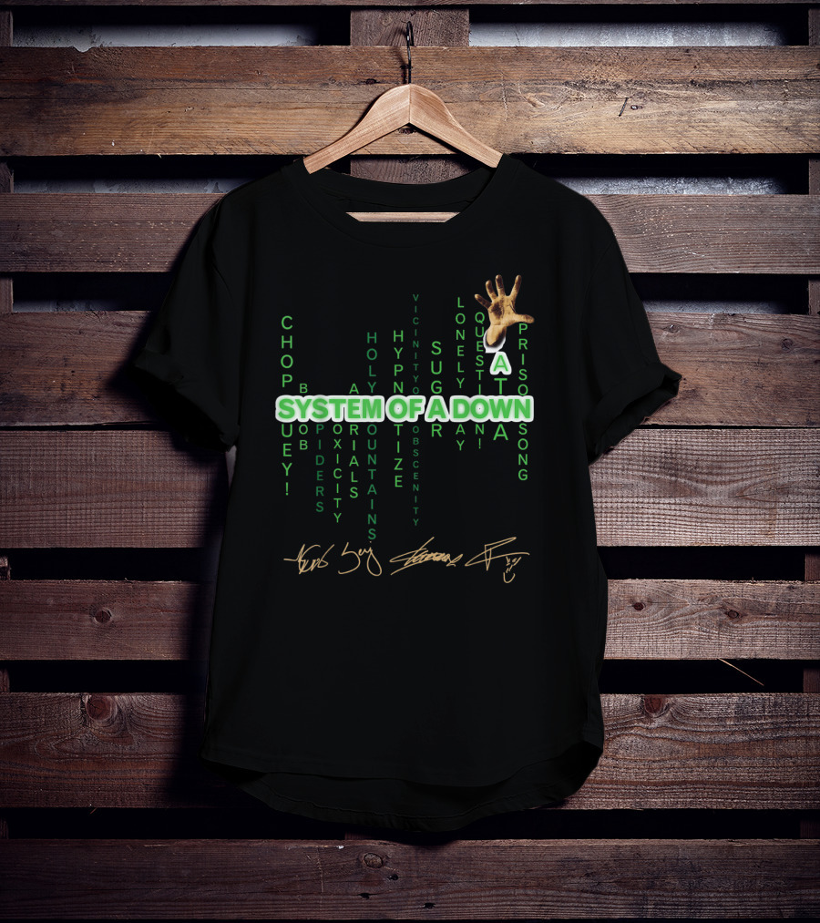 System Of A Down Toxicity Chop Suey Vicinity Holy Mountains Prison Song Hand Signatures T-Shirt