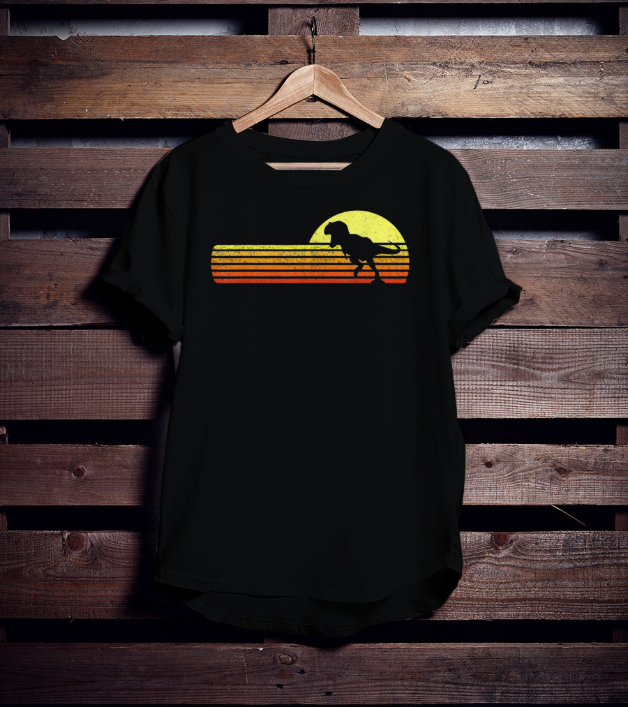 Retro Sunset Tyrannosaurus Rex Dinosaur Paleontology Science T-Shirt