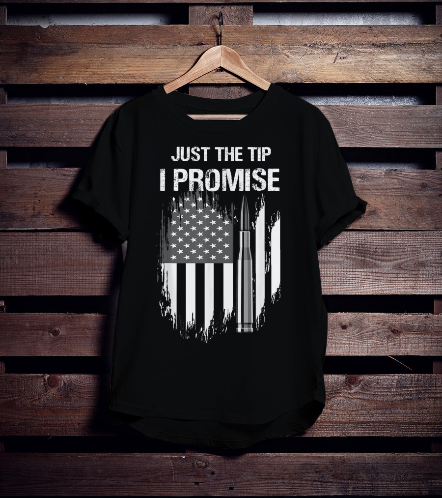 Veteran American Flag Just The Tip I Promise Bullet T-Shirt