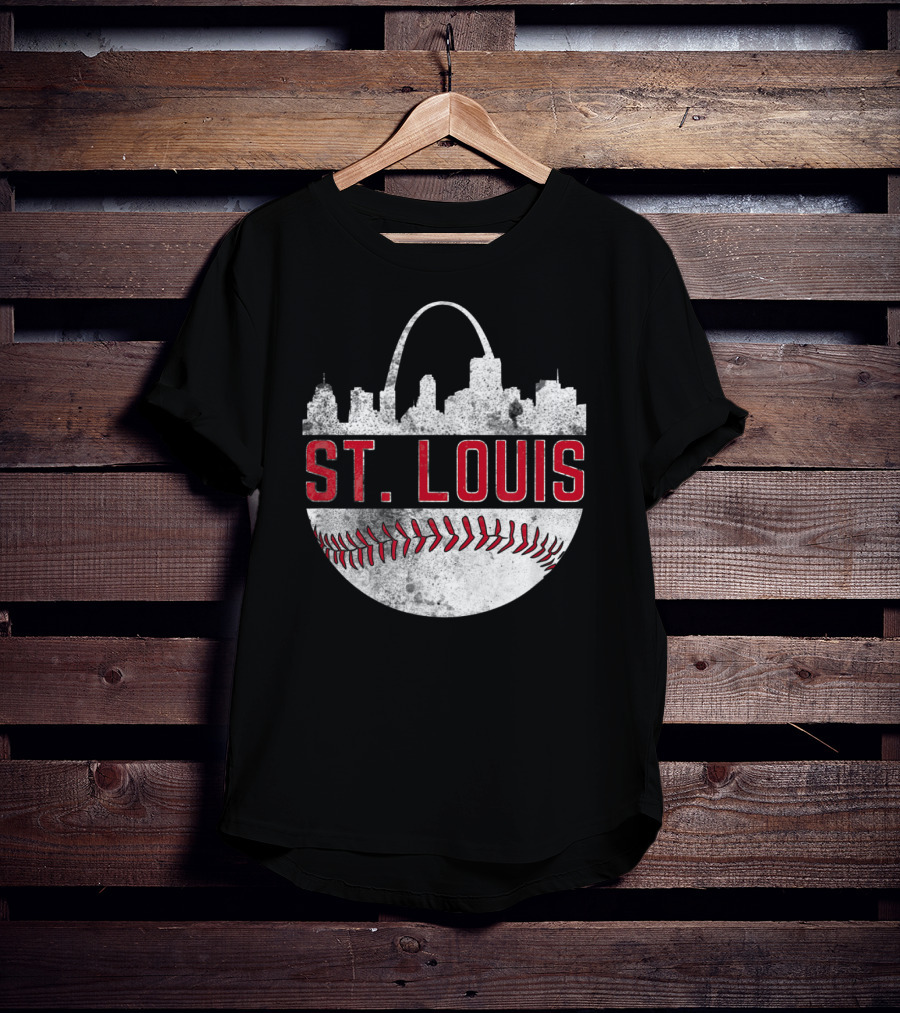 St Louis Vintage City Skyline Baseball Arch T-Shirt