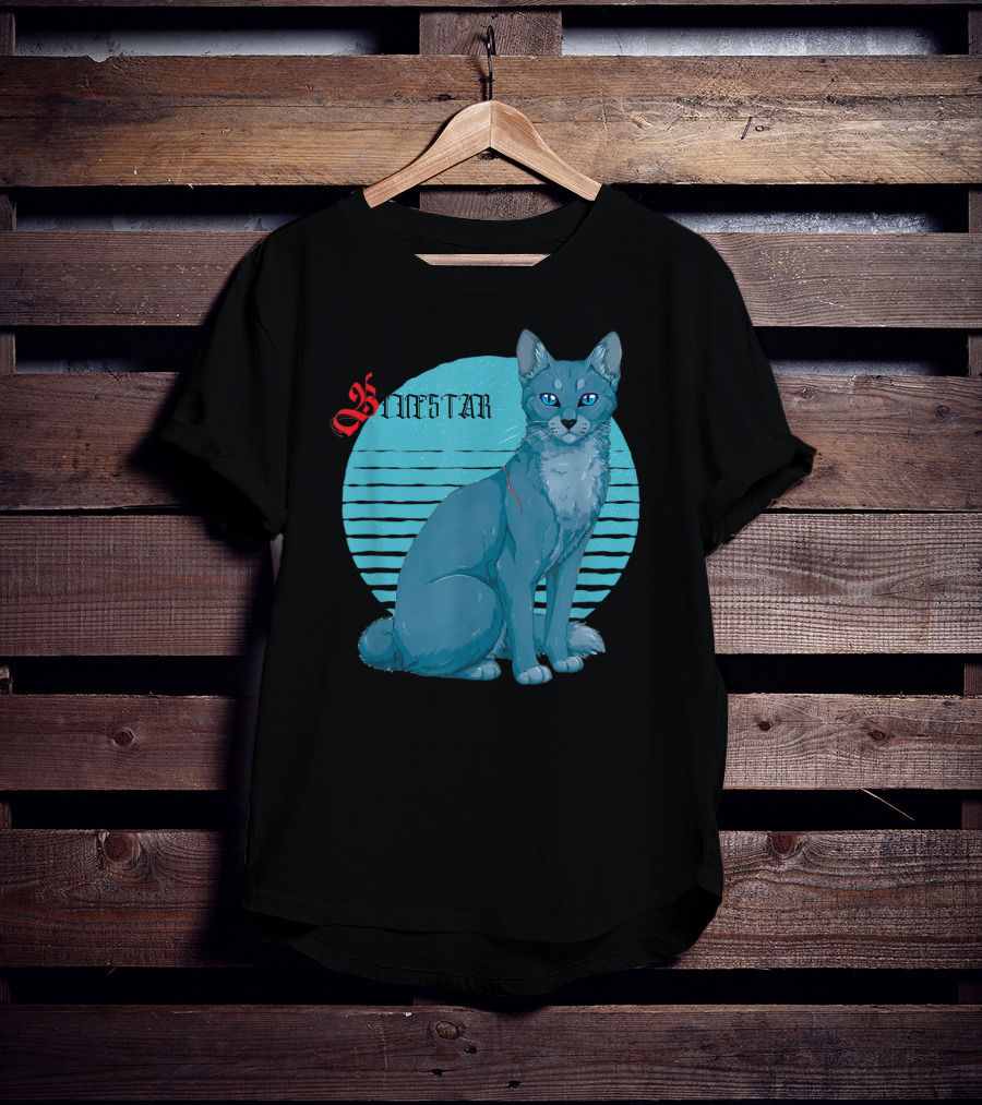 Bluestar Warrior Cats With Blue Striped Circle Background T-Shirt