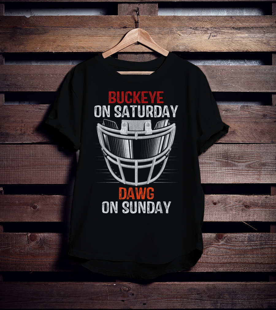 Buckeye On Saturday Dawg On Sunday Football Helmet Fan Crossover T-Shirt