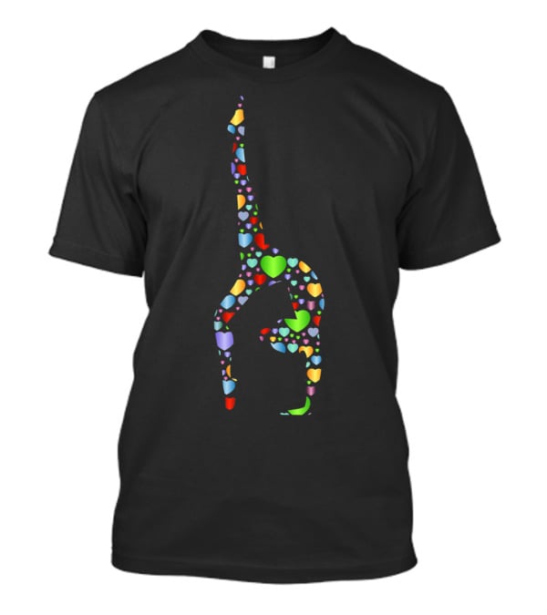 Multicolor Hearts Gymnastics Silhouette Gymnast T-Shirt