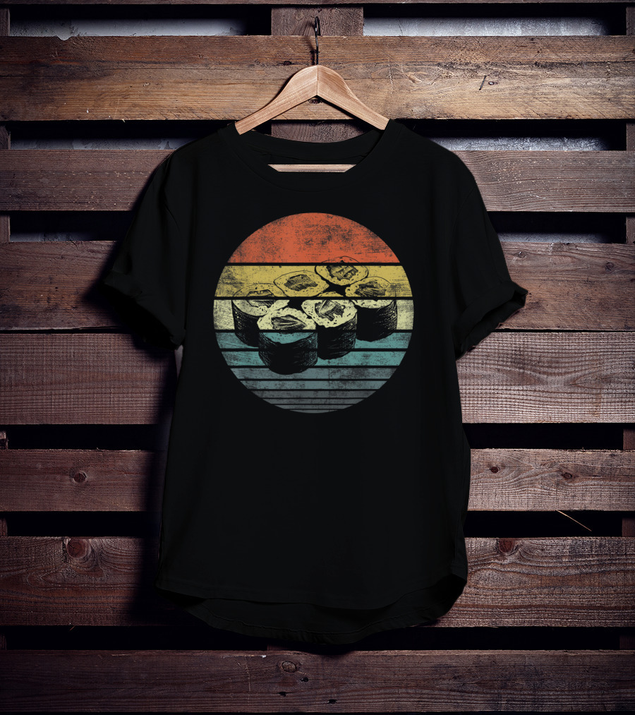 Retro Sushi Roll Sashimi Lover Vintage Japanese Food Chef T-Shirt
