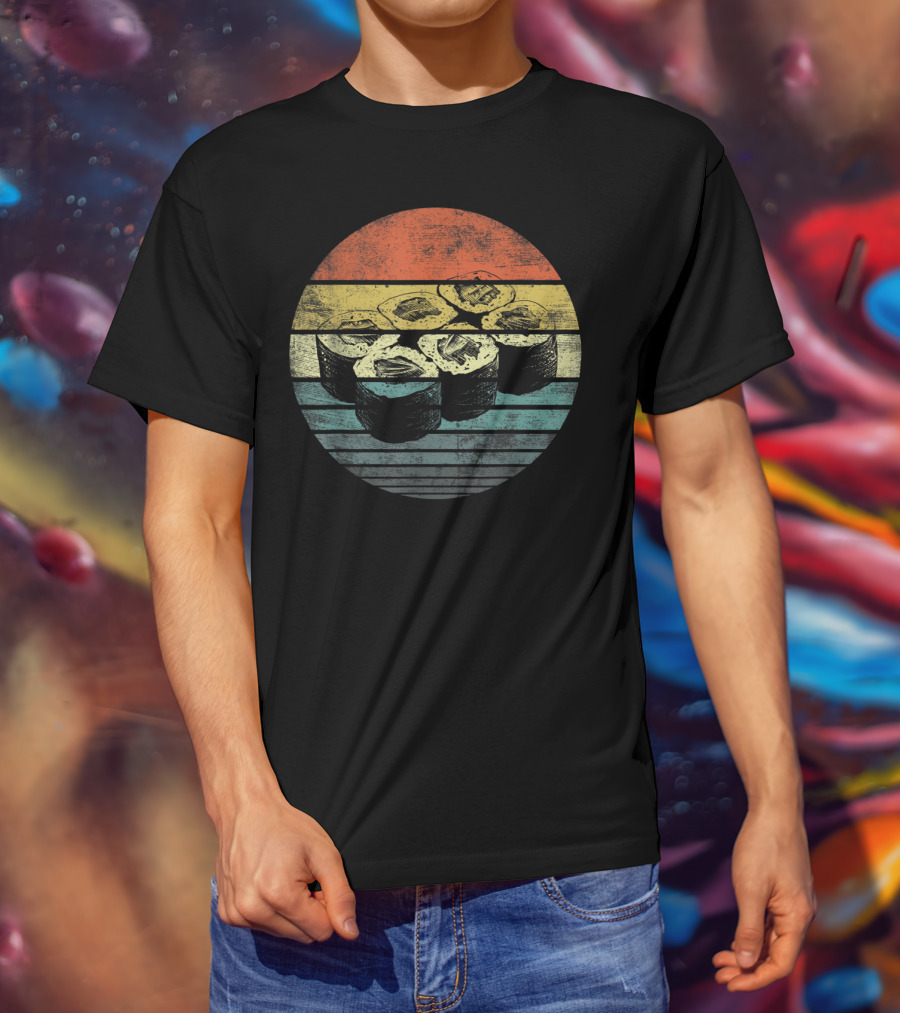 Retro Sushi Roll Sashimi Lover Vintage Japanese Food Chef T-Shirt