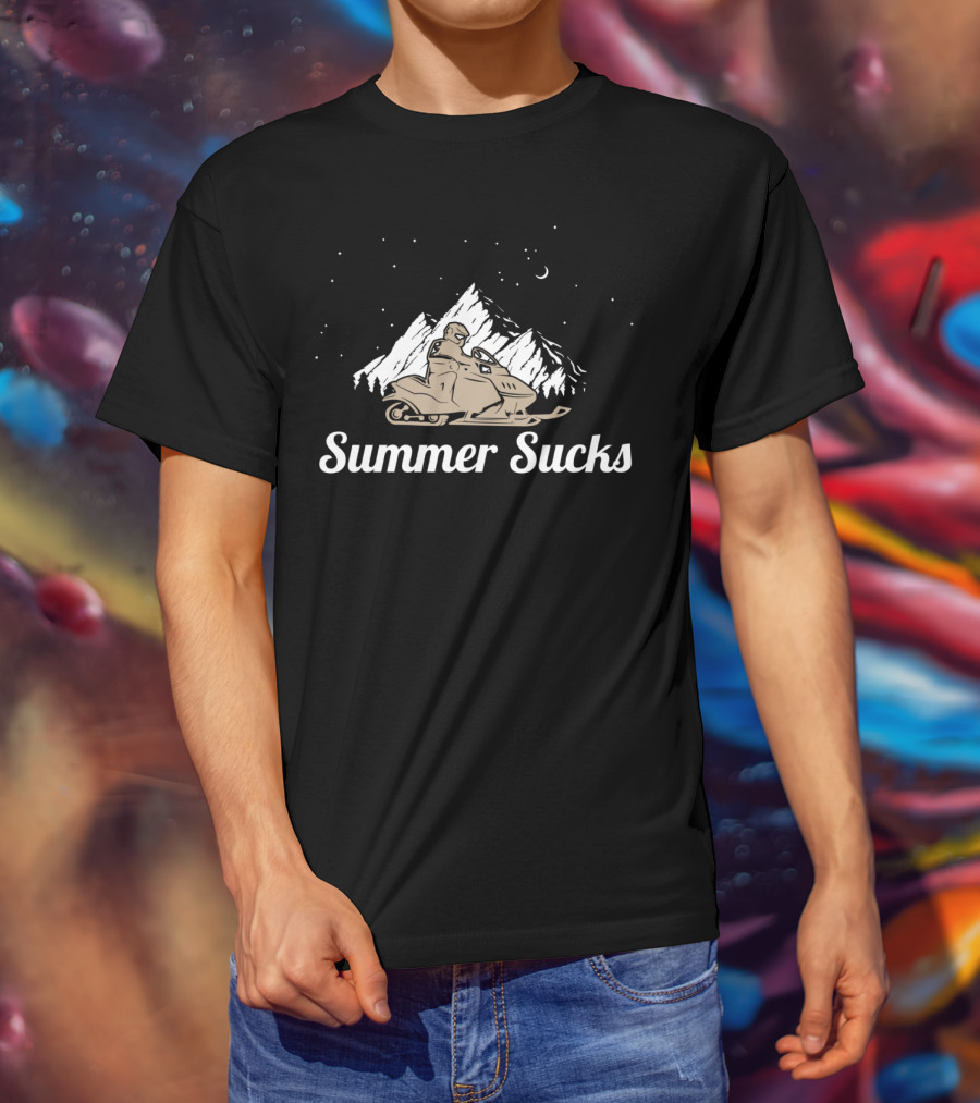 Summer Sucks Snowmobile Skidoo Winter Sports Adventure T-Shirt