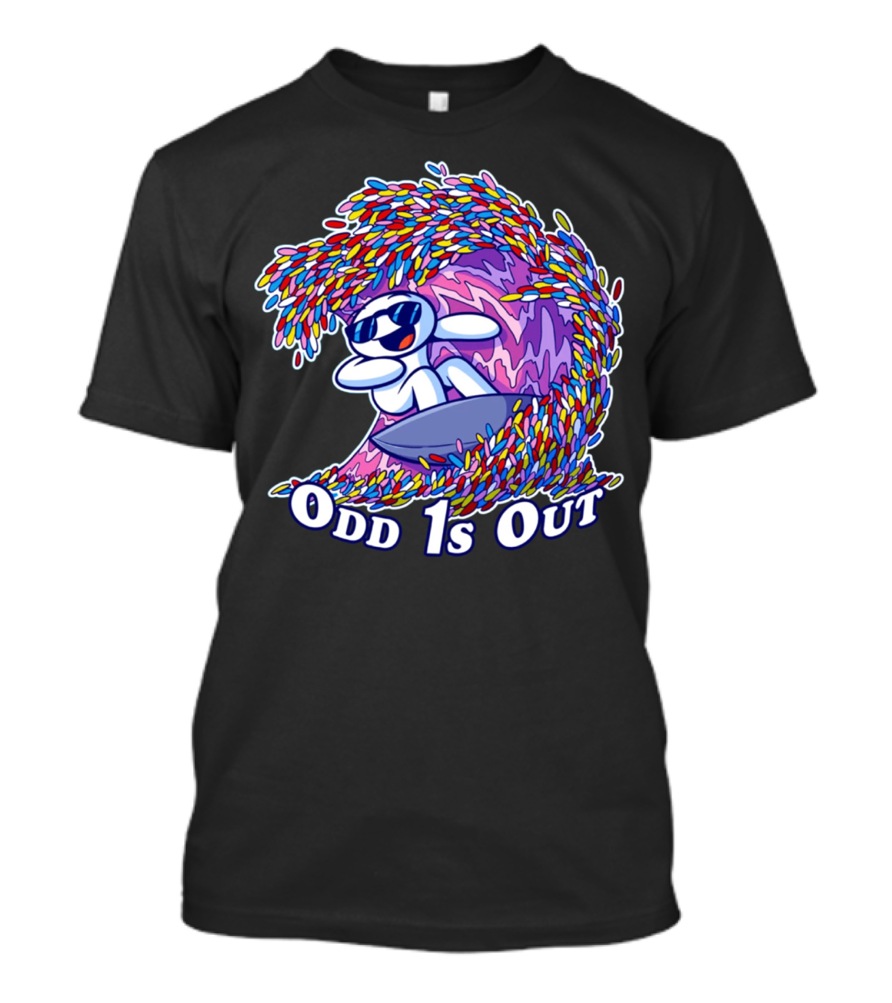 Odd 1s Out Surfing Wave Of Colorful Candy T-Shirt
