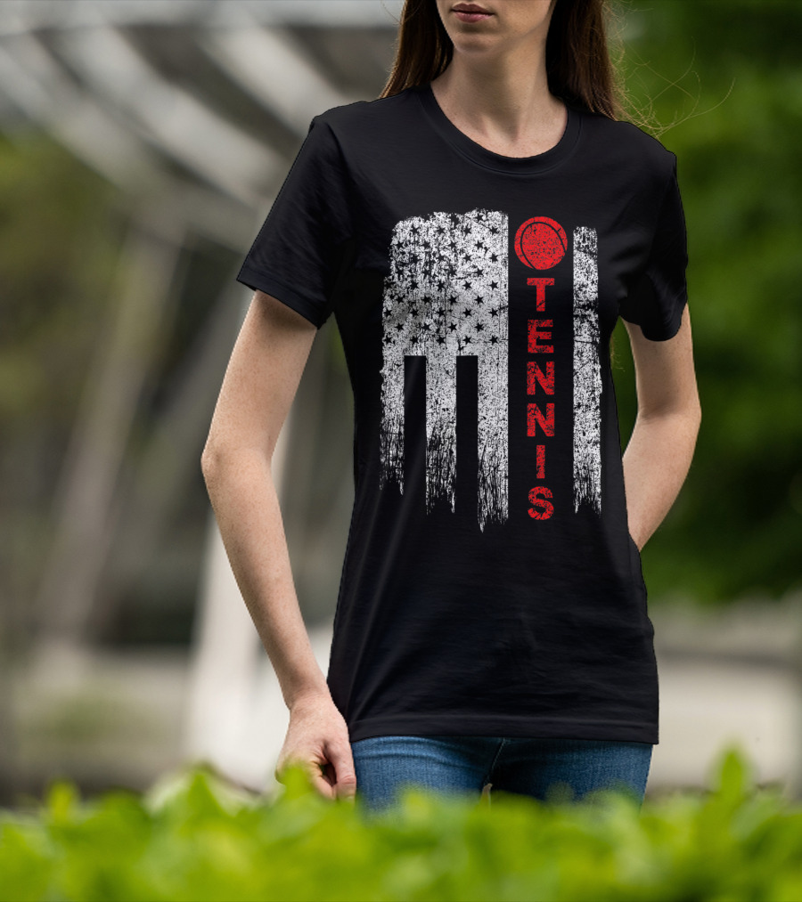 USA Red White Tennis Boys American Grunge T-Shirt