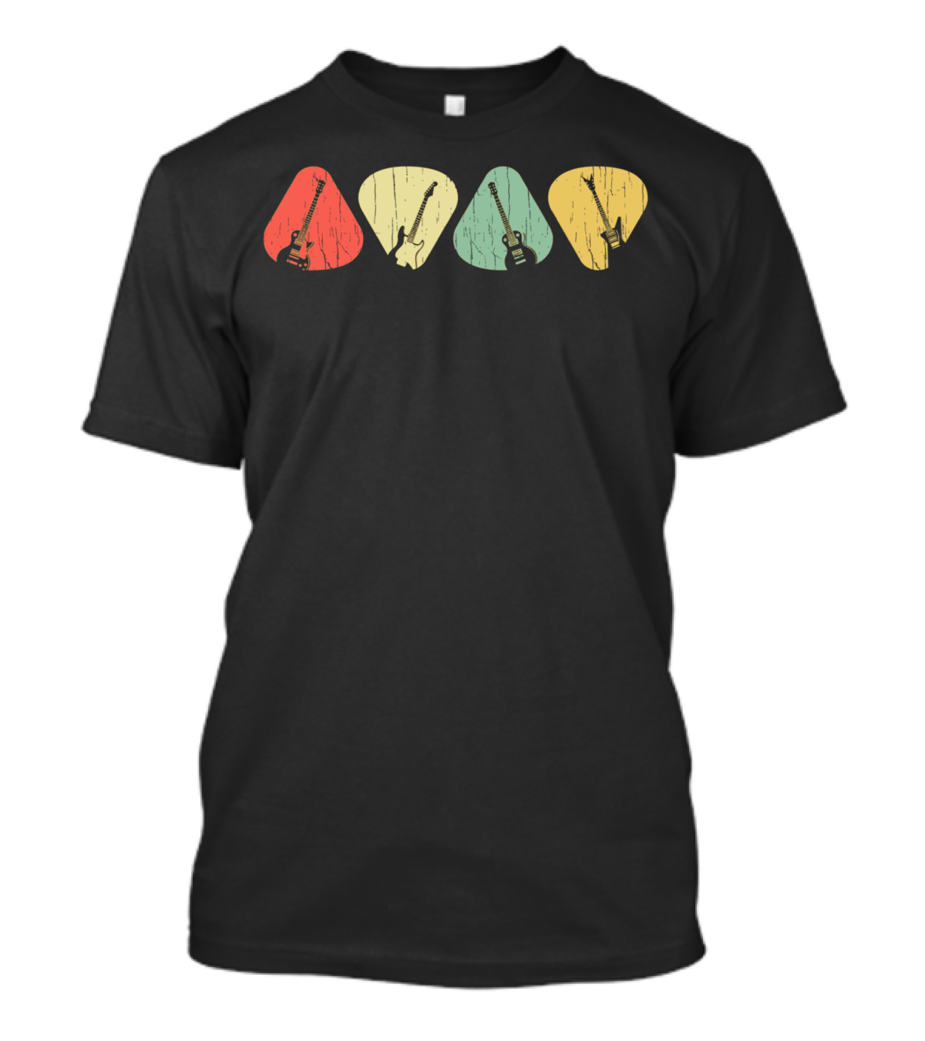 Vintage Guitar Pick Silhouettes Guitarist Costume Instrument T-Shirt