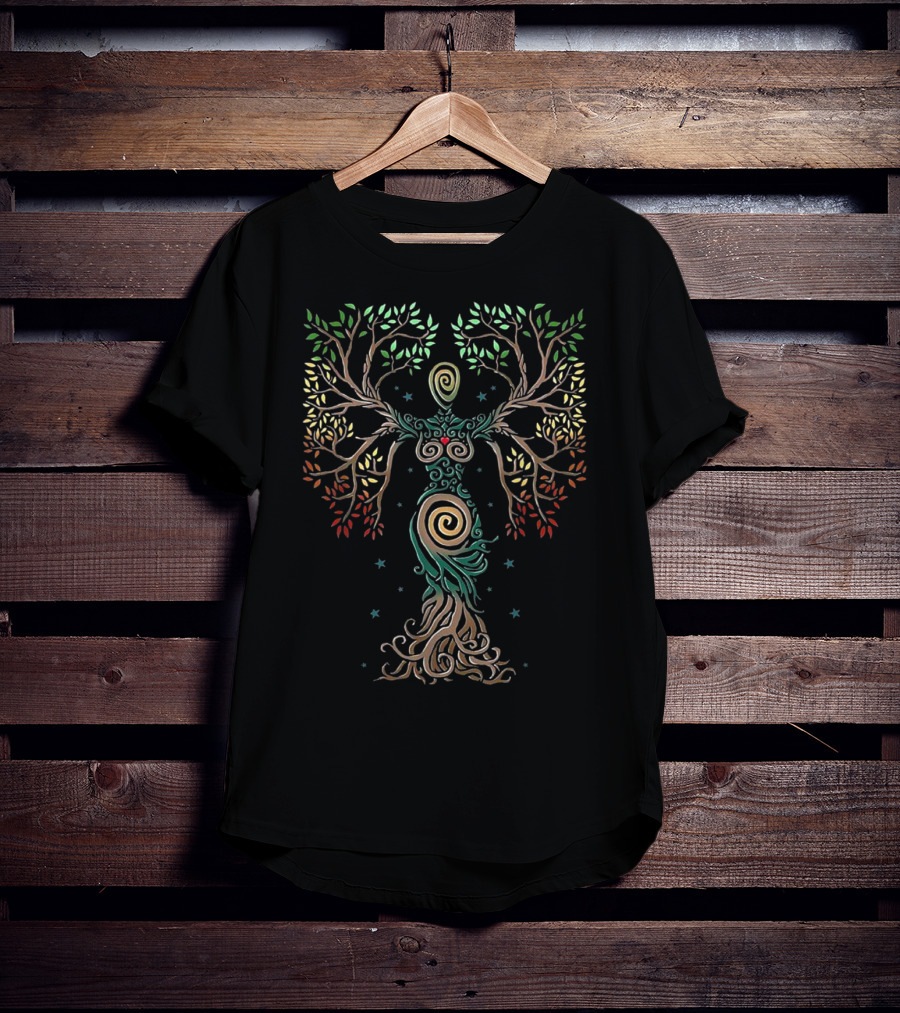 Tree Of Life Woman With Floral Design Elements T-Shirt